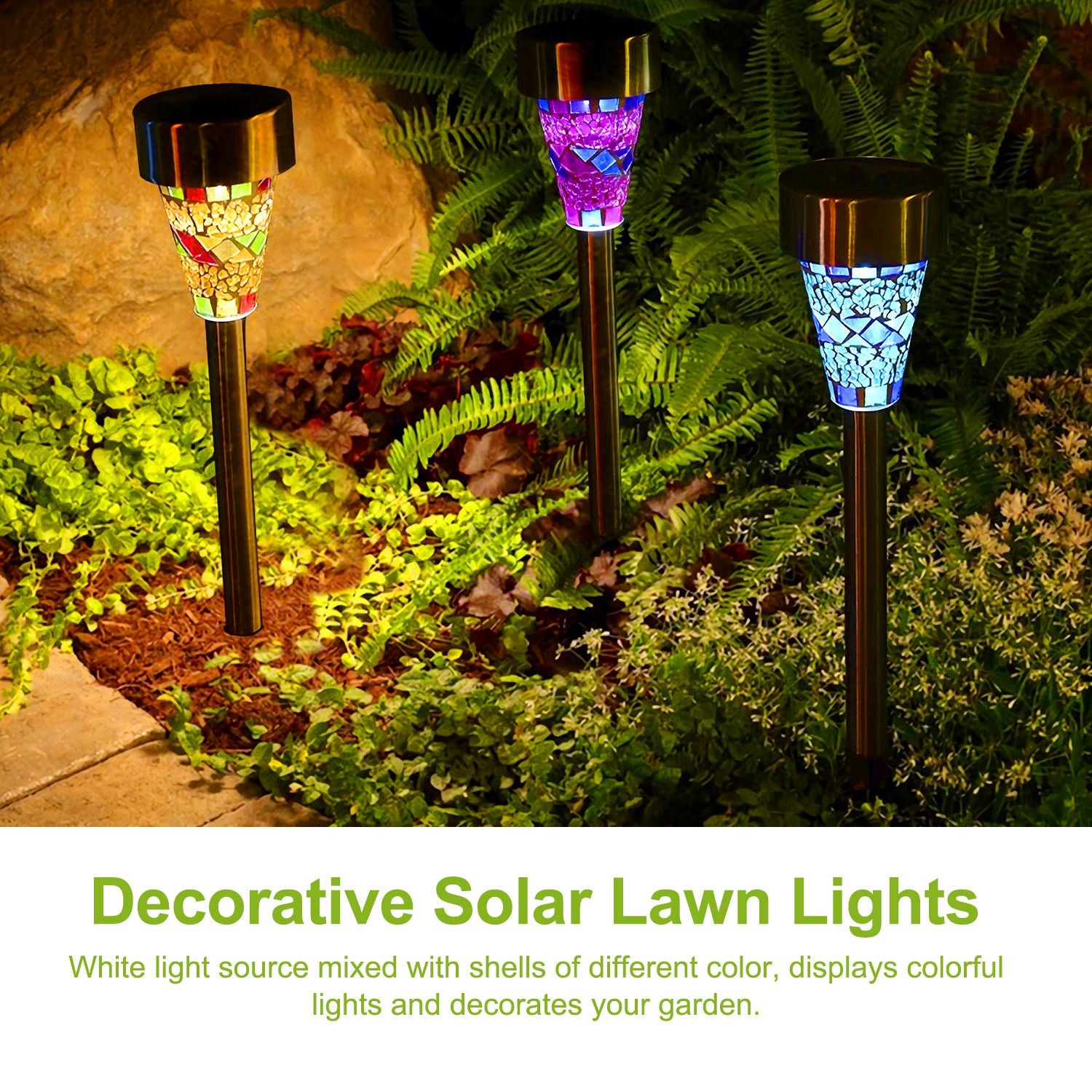 LED Solar Pathway Lights - Set of 6, Warm White