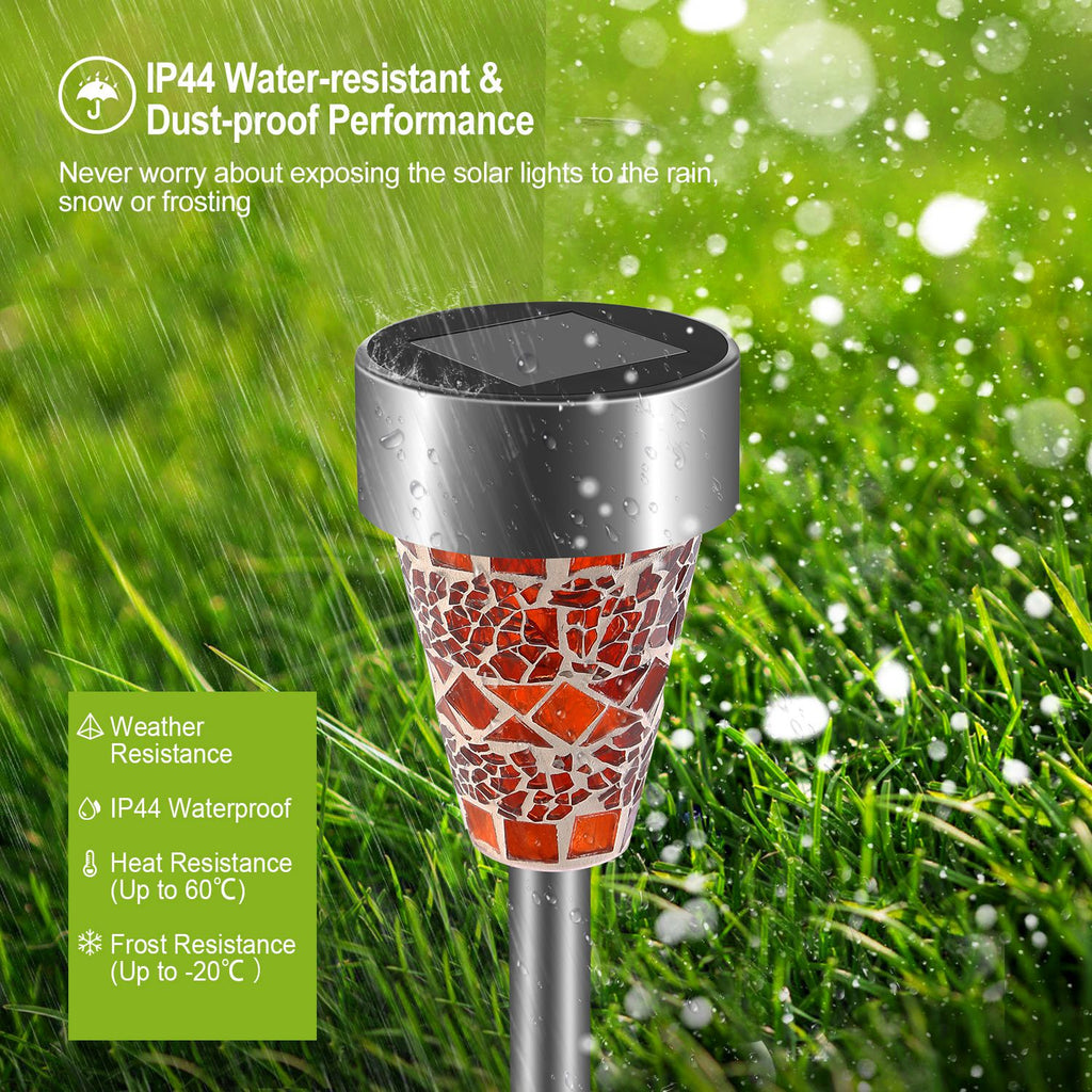 LED Solar Pathway Lights - Set of 6, Warm White