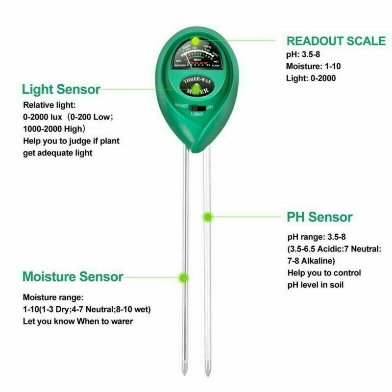 3-in-1 Soil Meter - pH, Moisture & Light Tester