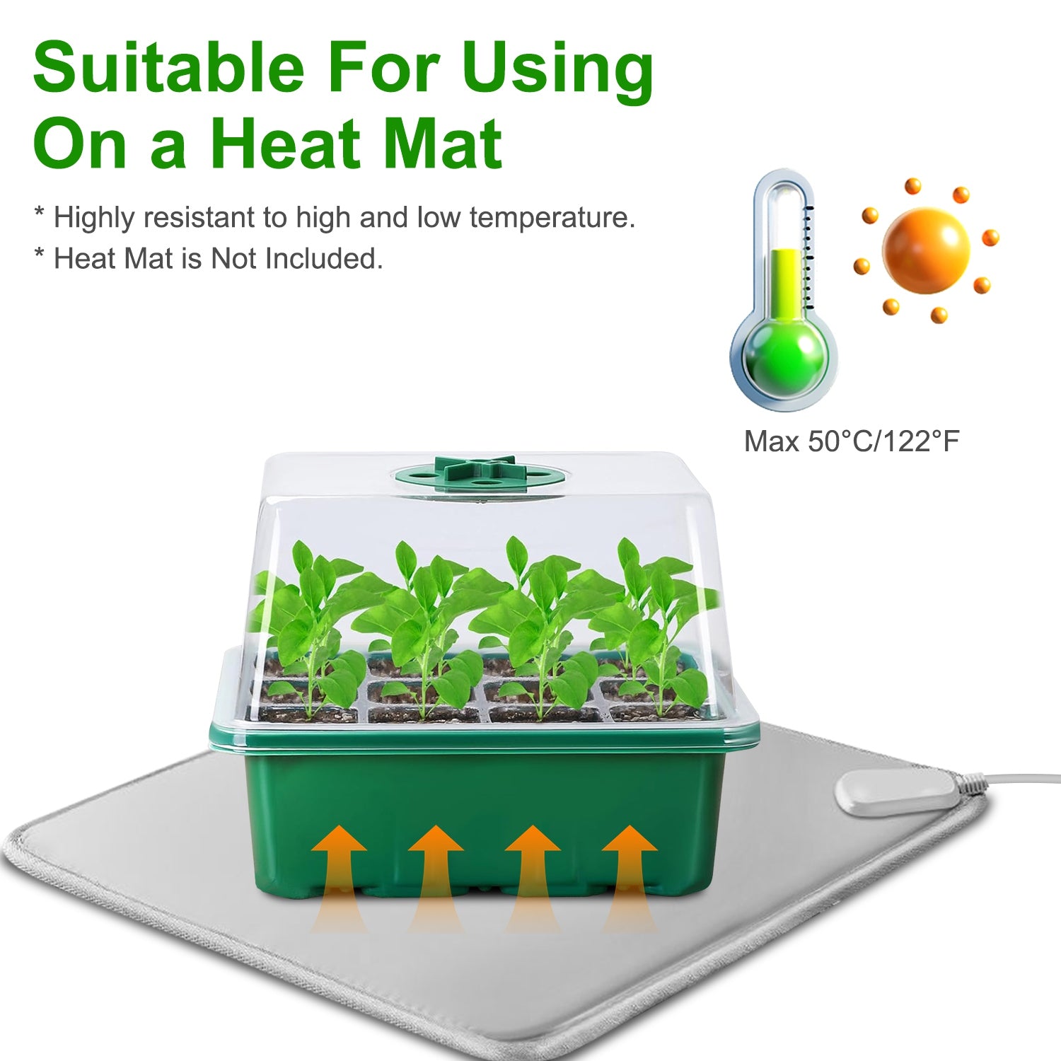 5-Pack Seed Starter Tray Kit with Grow Light & Humidity Dome