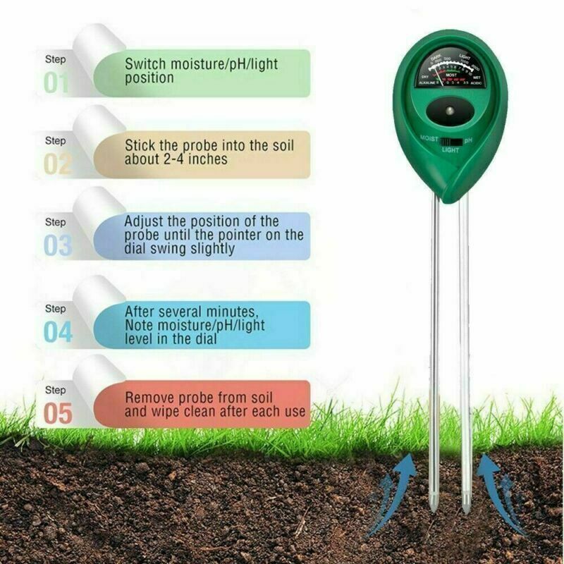 3-in-1 Soil Meter - pH, Moisture & Light Tester