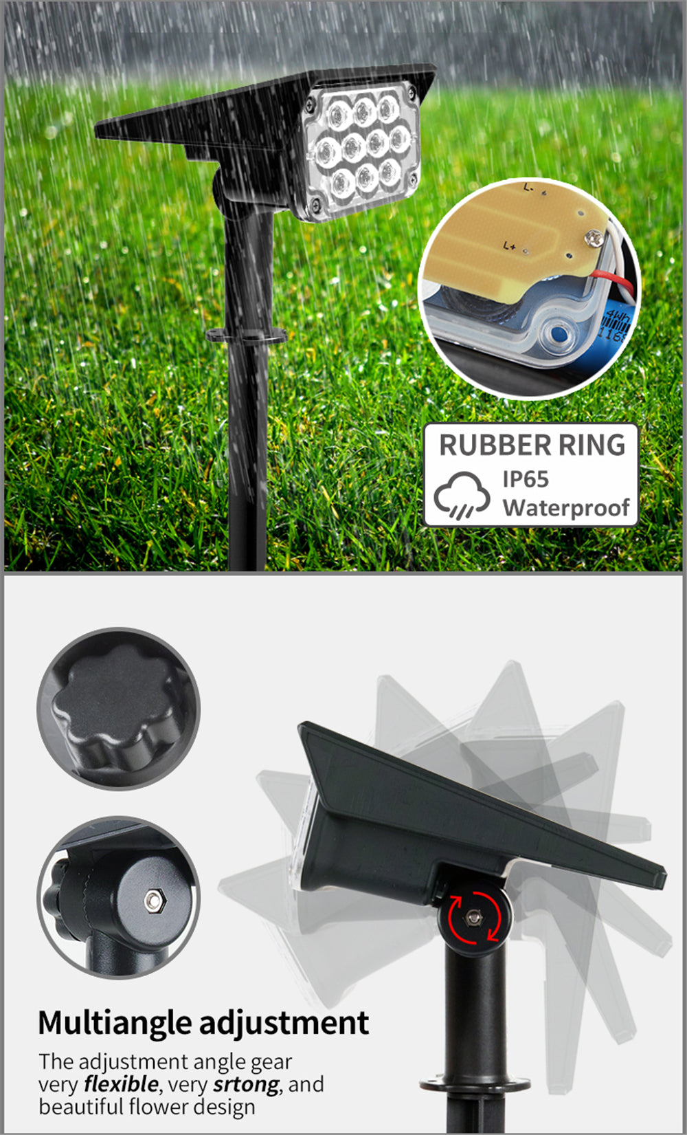 Solar-Powered Garden Spotlight - Adjustable Waterproof