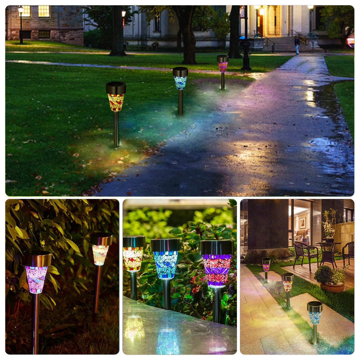 LED Solar Pathway Lights - Set of 6, Warm White